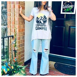 #15 Soft Short  Sleeves Happy Camper Graphic Tee